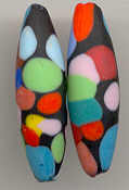 Large, Mat Finish, "Missoni" Oval Bead, 40-42mm, with Dots of Color